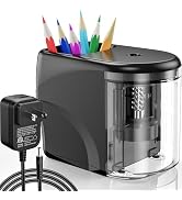 Electric Pencil Sharpener Heavy-Duty Helical Blade Sharpener with Adapter/Battery Operated for No...