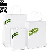 MESHA Paper Gift Bags 5.25x3.75x8 50Pcs White Paper Bags for Small Business,Small Paper Gift Bags...
