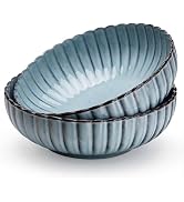 Serving Bowls, Durable Ceramic, Large, Microwave and Dishwasher Safe, Scalloped Shell Shape, Ombr...