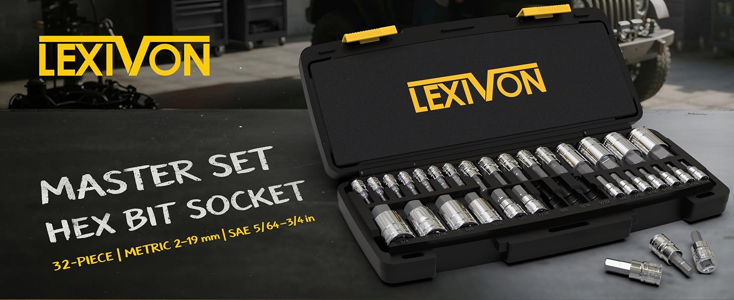 Master HEX Bit Socket Set, Premium S2 Alloy Steel