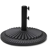 Helios&Hestia 31 lb Heavy Duty Round Plastic Built-in Cement Outdoor Umbrella Base, Concrete Stan...
