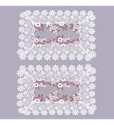 Raedan White Dark Red Silver Floral Lace Placemats 14”x20” Set of 2, Table Topper Dresser Scarf P...