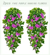 BLEUM CADE Fake Hanging Plants, 2pcs Artificial Hanging Plant, Faux Pothos Vines with Flowers Gre...