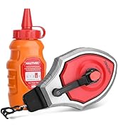 HAUTMEC Pro Aluminum Alloy Chalk Reel 30M/100ft Kit with Red Chalk,6:1 Ratio Gear Speed, Strong C...
