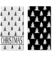 Croar Black Christmas Tree Kitchen Dish Towels Set of 2, Xmas Pine Trees Drying Hand Towel Baking...