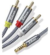 RIKSOIN 3.5mm to 3 RCA Audio Video Cable, 6.6FT/2M 3.5mm to 3-Male RCA Adapter Stereo AUX Cord AV...