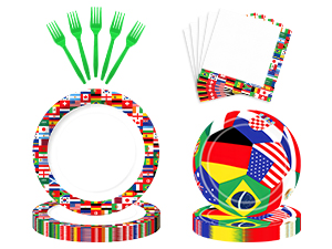 Bymugo 96 Pieces Soccer Party Tableware Set