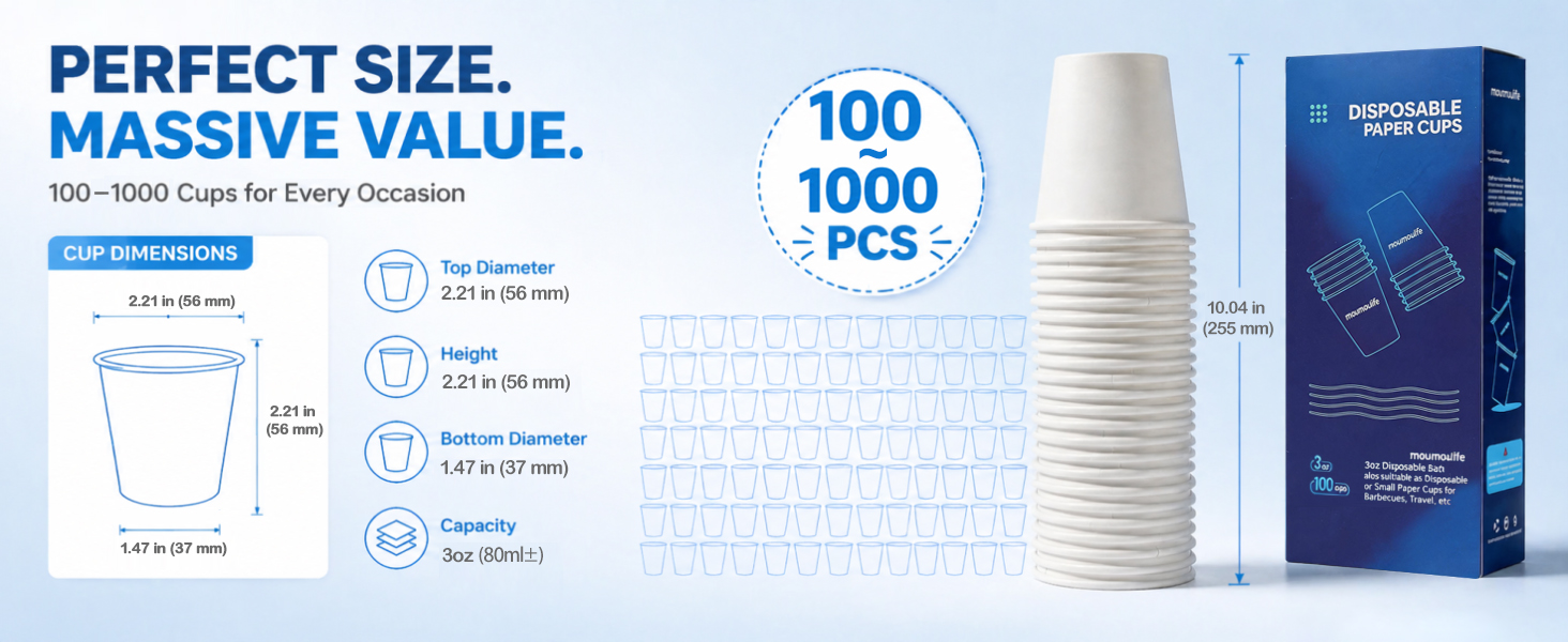 3 oz Bathroom Mouthwash Cups, Leak-Proof Small Paper Cups for Bathroom & Espresso