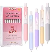 Sikao Gel Pens, 5 Pack Gradient Chubby Cute Pens, 0.7mm Fine Point Black Ink, Smooth Writing Retr...