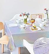 Silver Iridescent Plastic Tablecloth Disposable Glitter Holographic Foil Table cover rectangle cloth