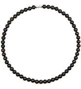 vv8oo Bianstone Necklace Black Stone Beads Round Amulet for Men Women (6)