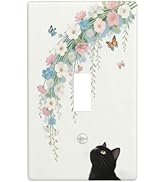 Decorative Art Light Switch Covers Black Cat Hanging Blooms Single Toggle Wall Plate Decorative S...
