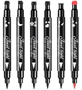 Pinkiou 6 Pcs Eyeliner Stamp Set,Double-Ended Winged Eyeliner Pen with Black&Red Heart,Star,Plum,...