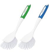 Amazer Dish Brush with Handle, 2 Pack Kitchen Scrub Brushes for Cleaning, Dish Scrubber with Stif...