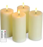 MUMCHASI 4 Packs Flameless Candles, Battery Operated with Remote, Real Wax Flickering LED Candles...