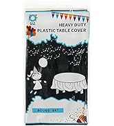 D&Z 12 Pack Black Plastic Tablecloth Table Cloth 84" Round Disposable Table Cover for Party Birth...