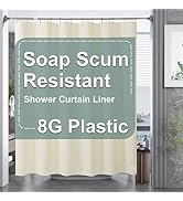 AmazerBath Beige Shower Curtain Plastic, Thick PEVA Shower Curtain Beige, Heavy Duty Shower Curta...