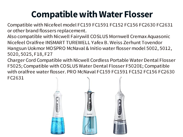 eplacement charger for popular water flosser Compatbile with Nicefeel model FC159 FC1591 FC152