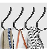Dntorx 4 Pack Wall Hooks, 5.6 in Large Heavy Duty Black Coat Hooks Wall Mount Metal Towel Hooks H...