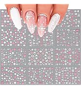12 Sheets Christmas Nail Stickers Pink White Snowflake Nail Decals for Nail Art Christmas Snowman...