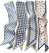 TEBIEKOY 4Pcs Fashion Scarves for Women, Multifunctional Boho Scarves Headbands Satin Scarf for B...