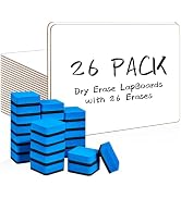 Dry Erase LapBoards, PANDRI 26 Pack Double Sided 12.5 x 9 Inch Whiteboards with 26 Erasers, Dry E...