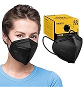 OKIAAS 25 Pack KN95 Face Mask, 5-Layer masks disposable kn95 Black,Face Protection Against PM2.5,...