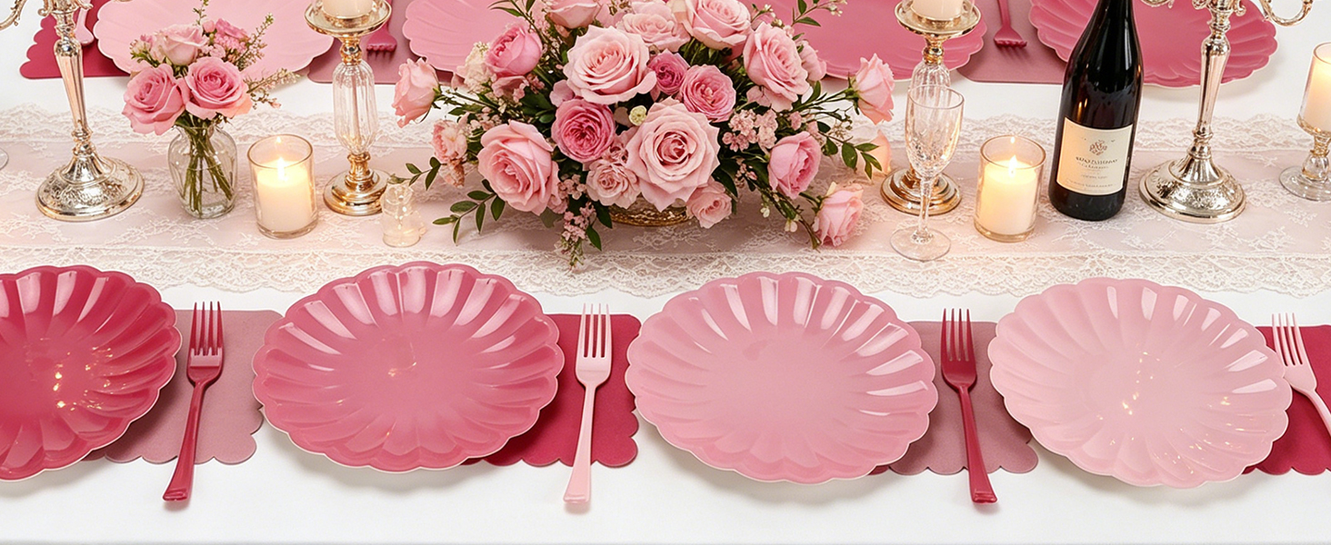 35 Guests Gradient pink Plates and Napkins Party Supplies