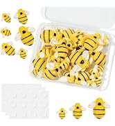 Tiny Resin Bees for Crafts,32Pcs Small Plastic Bumble Bee Decor with 36 Double Self-Adhesive,Hone...