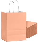 Bakepacker 24Pcs Paper Gift Bag with Handles Bulk Peach Pink Paper Bags Multiple Uses (8.3"x6"x3....