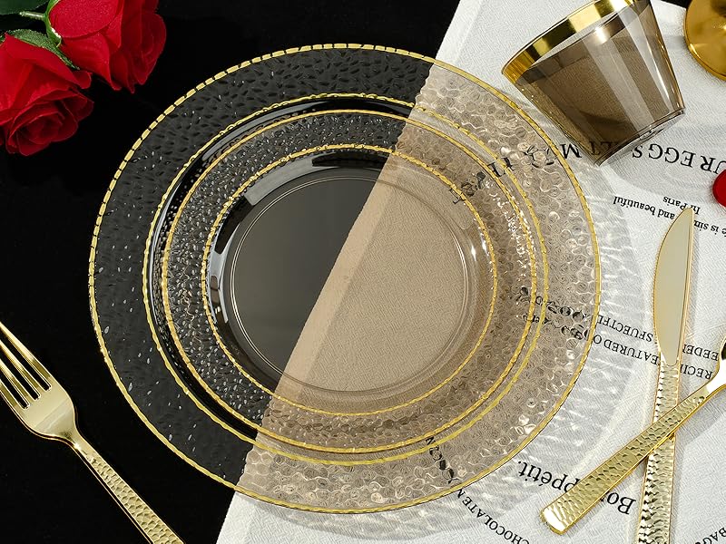 black plastic plates disposable for party