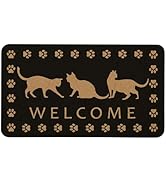 Kuyuayee Cat Welcome Door Mat 30x17 Inch Black Cat Front Doormat Indoor Outdoor Cat Floor Mats No...