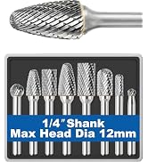 Sworker 8Pcs Carbide Burr Set 1/4 Shank w/Clear Box Max Head Dia 12mm Die Grinder Bits Rotary Too...