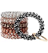 BIHRTC Pack of 6 Stretchy Keychain Plastic Coil Stretch Wristband Bracelet Wrist Coil Key Ring Wr...