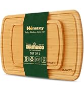 Homaxy Bamboo Cutting Boards for Kitchen Set of 2, Wood Cutting Board Set with Juice Groove, Wood...