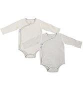 Nest Designs Organic Cotton Ribbed Kimono Onesie | Long Sleeve Baby Onesies | 2 Pack