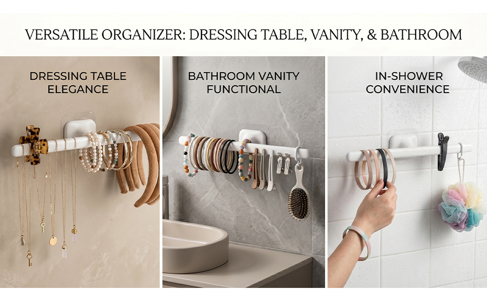 Bathroom Wall Hanging Storage Rack Jewelry Hair Ties Clips Hairbands