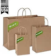 MESHA Kraft Paper Bags 16X6X12 Brown Large Gift Bags with Handles Bulk,300 Pcs Kraft Paper Bags f...