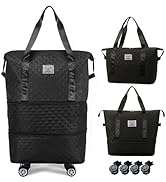 Rolling Duffle Bag with Wheels,Expandable Foldable Duffle Bag,Detachable Rolling Wheels,Rolling L...