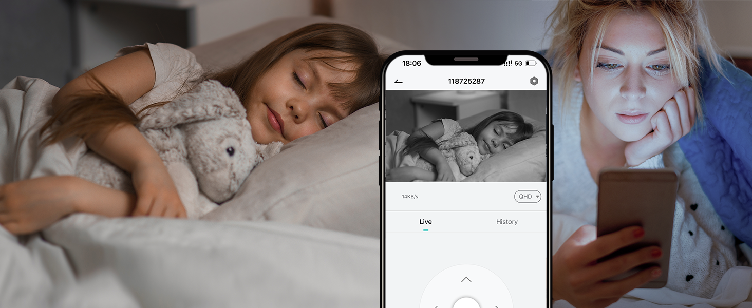 Split-screen mobile app interface showing sleep monitoring or tracking functionality with dark mode display screens.