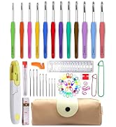 12 Sizes Crochet Hooks Set,55Pcs Ergonomic Crochet Hooks Kit for for Beginners,2-8mm Yarn Crochet...