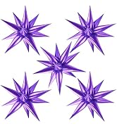 Moukiween 60 PCS Purple Star Balloons, 12 Point Spike Explosion Star Foil Balloons for Birthday, ...