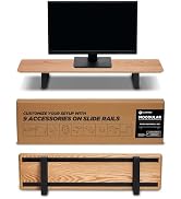 ULTRARM Moodular Wooden Monitor Stand 33.4” (85cm) Desk Organizer with Metal Slide Rails for Draw...