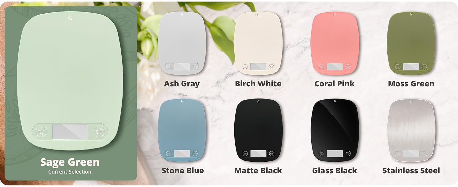greater goods kitchen scale color and finish options sage green selection