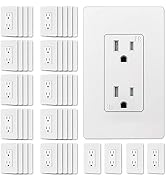 (50 Pack) CML Decor Recetpacle Outlet, Tamper Resistant, 15A/125V, Screwless Wallplate Included, ...