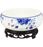 DOITOOL 7 Inch Lotus Bowl Planter Water Lily Pot with Stand Lotus Flower Bowl White Planter Hydro...