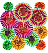 Hanging Paper Fans Fiesta Party Decorations Supplies, 24PCS Photo Props for Cinco De Mayo Carniva...