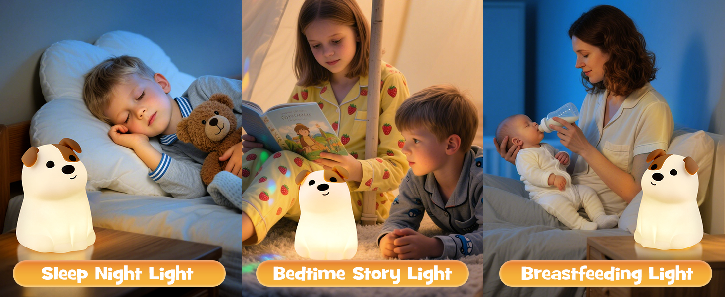 Squishy Puppy Dog Night Light with RGB Mode 3 Brightness