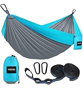Kootek Camping Hammock Double & Single Portable Hammocks with 2 Tree Straps, Lightweight Nylon Pa...