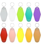 Uniclife 10 Pcs Blank Hotel Keychain Tags, Vintage Motel Keychain with Key Rings, 10 Colors Plast...